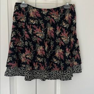 Floral Two layer Black Skirt